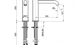 NK ROUND Высокий смеситель для раковины 200 мм, 3/8”, 5,34 л/мин, без ДК, хром мини 3 2