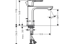 HANSGROHE Rebris S Смеситель для раковины 110, вынос 133 мм, с ДК, CoolStart, 4 л/мин, хром мини 3 2