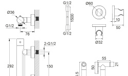 WHITECROSS Y Гигиенический душ с термостатом внешнего монтажа, Золото мини 3 2