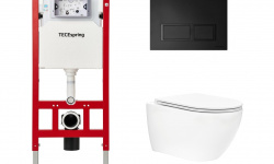 TECEspring R Комплект с подвесным унитазом, сиденьем, панелью смыва, белый/черный матовый мини 1