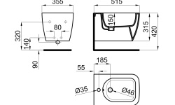 NOKEN LOUNGE Биде подвесное с креплениями, белый матовый мини 3 2