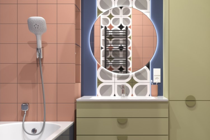 Сочные орнаменты в детской ванной комнате