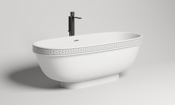 Salini GRECA MEANDER Ванна свободностоящая  1790x790x610 мм, S-stone - матовый, белый с декором мини 3 3