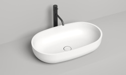 Salini GLORIA 05 Раковина накладная 640х385х145 мм, без перелива, БЕЗ ДК, S-Stone - белый матовый мини 3 2