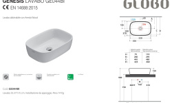 GLOBO GENESIS Раковина накладная 55х37х15 см, белый мини 3 3