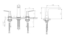NEMO Смеситель для раковины на 3 отверстия с ДК, CHROME (ХРОМ) мини 3 2