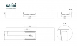 Salini Onda Plus Столешница с раковиной, от 540х380 мм, ДК, S-Stone- RAL матовый мини 3 2