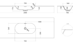 Salini ONDA FLOW OVAL 72 Столешница 800-3000x165 мм с раковиной 700х400 мм, ДК, S-Stone- белый мат мини 3 10