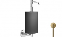 GS INGRANAGGIO Дозатор для жидкого мыла настенный черный/Brushed Brass PVD мини 1