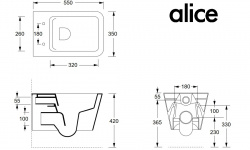 ALICE HIDE Унитаз подвесной, форма-квадрат, белый глянцевый мини 3 5