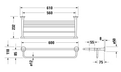 DURAVIT Starck T Полочка для полотенец, 610x232 см, черный матовый мини 3 2