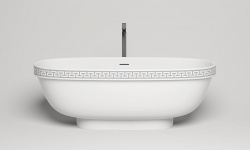 Salini GRECA MEANDER Ванна свободностоящая  1790x790x610 мм, S-stone - матовый, белый с декором мини 1
