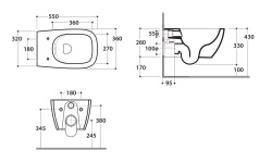 GLOBO GENESIS Унитаз подвесной 55х36хh33 см, SENZABRIDA, белый мини 3 4