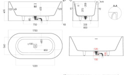 Salini PERLA Ванна свободностоящая 1700х800x605 мм, S-Stone- белый матовый мини 3 12