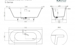 Salini ORNELLA AXIS KIT 170 Ванна встраиваемая 1705x755x590/610мм, S-Sense, белый глянцевый мини 3 2