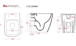ART CERAM A16 Унитаз напольный приставной RIMLESS, 36x52 см, glossy white мини 3 4