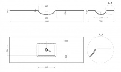 Salini ONDA EDGE SQUARE Столешница до 2000х700х10 мм с раковиной 520х360, ДК, S-Stone- белый матовый мини 3 2