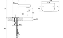 RAVAK CR 012.00 Смеситель для раковины, БЕЗ ДК, хром мини 3 2