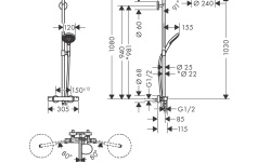 HANSGROHE Raindance Select S Душевая стойка Showerpipe 240 1jet с термостатом, матовый чёрный мини 3 2