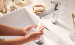 HANSGROHE Rebris S Смеситель для раковины 110, вынос 133 мм, с ДК, CoolStart, 4 л/мин, хром мини 3 4