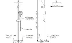 REMER DREAM Душевая стойка со смесителем с изливом для ванны, верхний душ Ø 25 см, cromo мини 3 2