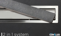 PESTAN Confluo Premium Line Линейный трап 550 мм, с двухсторонней вставкой, сатин.сталь/под плитку мини 3 6