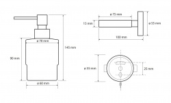 BEMETA GRAPHIT Дозатор для жидкого мыла настенный, 200мл, 145x75x100 мм, стекло/графит мини 3 2