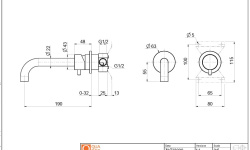 QUADRO DESIGN SOURCE Смеситель для раковины на 2 отверстия из стены, Brushed Stainless Steel мини 3 2