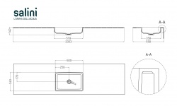 Salini Onda Plus Столешница с раковиной, от 603х450 мм, ДК, S-Stone- белый матовый мини 3 2