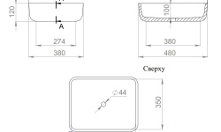 Salini GLORIA 09 Раковина накладная 480х380х120 мм, без перелива, БЕЗ ДК, S-Stone - белый матовый мини 3 4