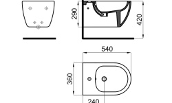 NOKEN ARQUITECT Биде подвесное с креплениями, 533х367 мм, белый мини 3 2