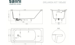 Salini ORLANDA KIT 180 Ванна встраиваемая 1800х800х600 мм, S-Sense, глянцевый, белый мини 3 2