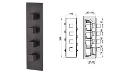 NOKEN PACK OXO Душевой комплект с термостатом, верхний душ, брашированный титан мини 3 2