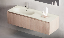 Salini ONDA FLOW OVAL 72 Столешница 800-3000x165 мм с раковиной 700х400 мм, ДК, S-Stone- белый мат мини 3 2