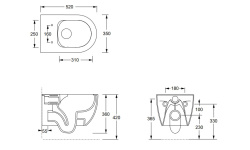 ALICE UNICA Комплект: Унитаз подвесной aliFlush, 52х35 см, с сиденьем SC, крепежом, белый глянцевый мини 3 4