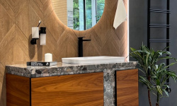 MIA ITALIA Tango Комплект: тумба с раковиной, 64 matt canaletto walnut/110 BRECCIA ALBA/bianco lucid мини 3 2