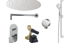 NOKEN PACK ROUND SHOWER Душевой комплект со смесителем и верхним душем 20 см, хром мини 1