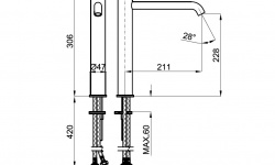 NK ROUND Высокий смеситель для раковины 306 мм, 3/8”, 5,34 л/мин, без ДК, хром мини 3 2