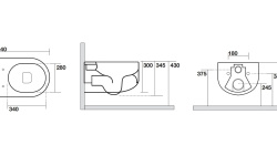 KERASAN FLO Унитаз подвесной 54 см, NORIM, белый мини 3 4