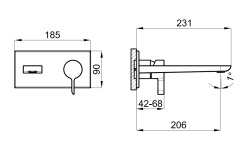 NOKEN OXO Однорычажный смеситель для раковины из стены, черный матовый мини 3 5