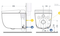 ART CERAM HYPE Умный подвесной унитаз 38x59 см, крышка биде в комплекте, белый матовый SANIGLAZE мини 3 8