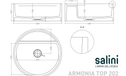 Salini ARMONIA TOP 02 Раковина накладная 450х450х160 мм, БЕЗ отв. под смес., S-Stone-RAL матовый мини 3 2