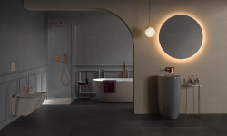 NOKEN PACK EYE Душевой комплект со смесителем, потолочной лейкой с хромотерапией, браш. медь мини 3 9