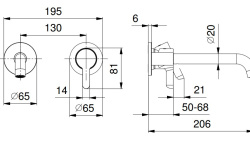 FANTINI ICONA CLASSIC Встроенный смеситель для раковины из стены, вылет 16 см, Matt Gun Metal PVD мини 3 3