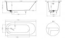 Salini ORNELLA KIT 170 Ванна встраиваемая 1700х800х590/610 мм, S-Stone - белый матовый мини 3 7