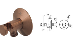 NOKEN PACK EYE Душевой комплект со смесителем, потолочной лейкой с хромотерапией, браш. медь мини 3 4