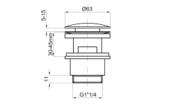 NOKEN Донный клапан (кнопка-клик) с переливом, белый мини 3 2