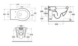 GLOBO PAESTUM Унитаз подвесной, 57х38х35 см, объем слива 4,5/3л, белый мини 3 2