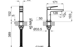 NOKEN SQUARE Однорычажный смеситель для раковины, без ДК, черный матовый мини 3 3