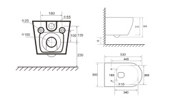 TECEspring R Комплект из инсталляции, панели смыва и унитаза с крышкой, белый/черная матовая мини 3 4